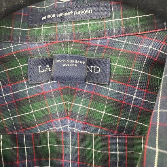 Lands’ End Men’s 16-33 Traditional Fit No Iron Supima Cotton Plaid Shirt Green - Picture 3 of 9
